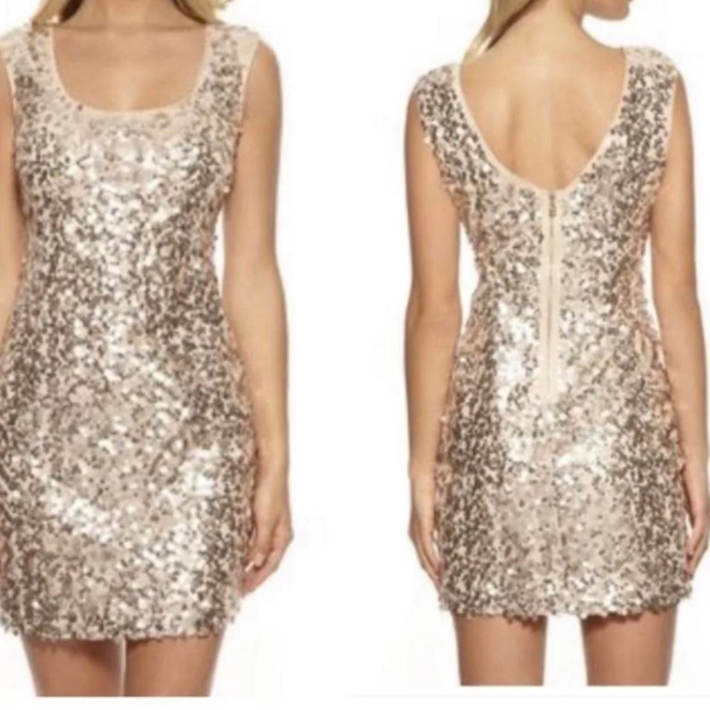 Guess Gold Sequin Mini Dress. Size 8